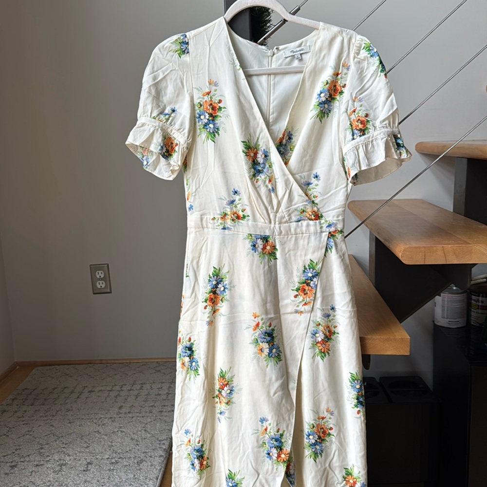 Madewell floral cream dress